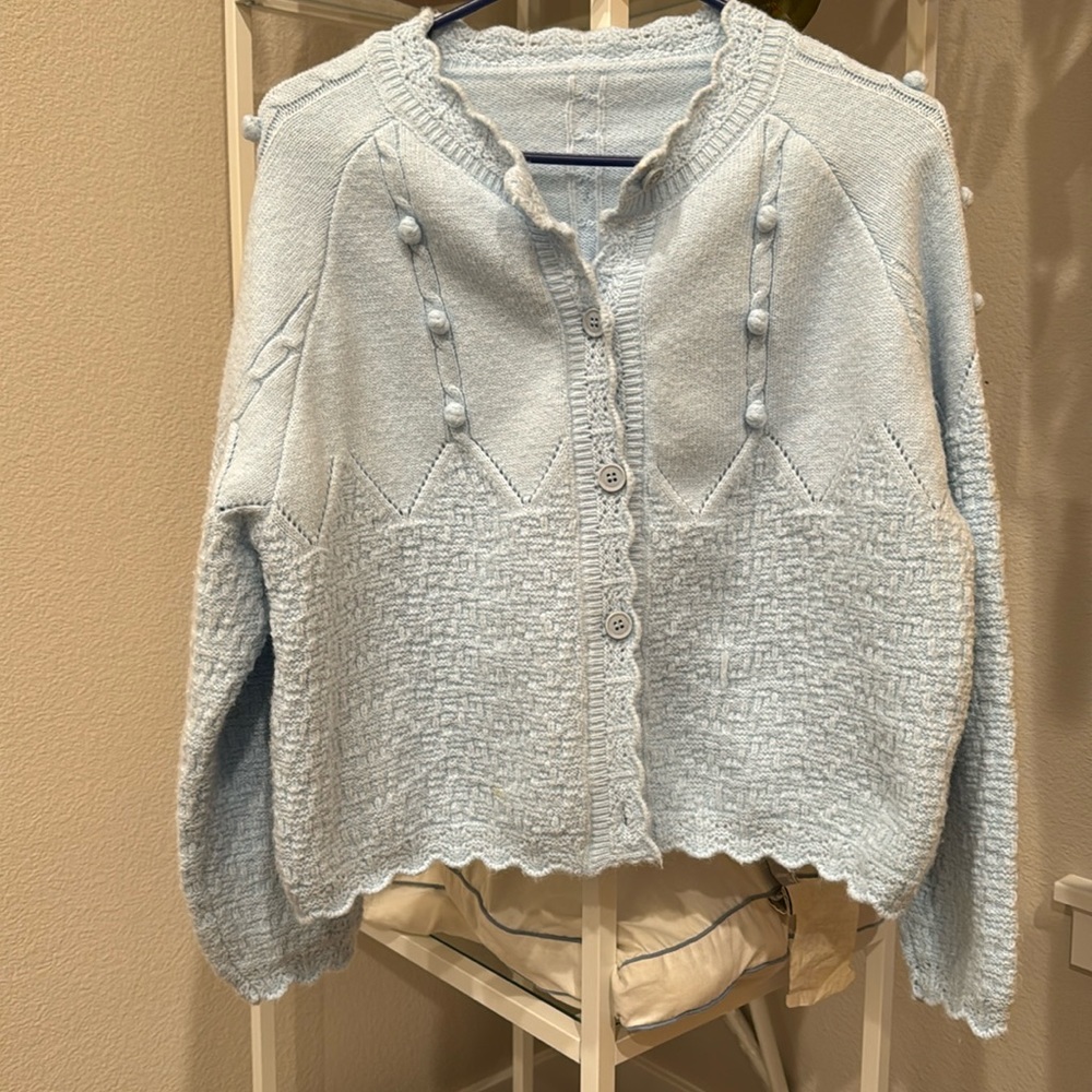 Adorable Vintage popcorn cardigan in baby blue